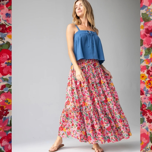 NWT Natural Life Convertible Maxi Skirt Dress Floral Tiered Garden Sz S - Picture 14 of 14